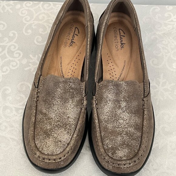 Clarks Women's 7 1/2 Metallic Bronze Loafer Ellowyn Lu - Picture 3 of 7